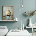 AVECCO Framed Vintage Funny Birds Canvas Wall Art, Bird Rustic Farmhouse Wall Decor, Unique Animal Art Prints for Kid's Room Bathroom Bedroom Living Room Office Home Decoration Ready to Hang 16x24 In
