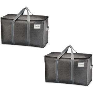 VENO 2 Pack Moving Bags and Large Christmas Storage Bins with lids. Alternative to Moving Boxes, Packing Supplies for College. Extra Large Heavy Duty Totes for Packaging (Dark Gray, 2 Pack)