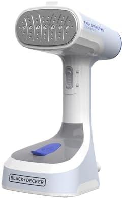 BLACK+DECKER Easy Store Pro Foldable Steamer, GS0311-1PD, 45-Second Heat Up, Extra Long Power Cord & Lint Remover Attachment, Powerful Steam Performance for Clothes, Drapes & Upholstery