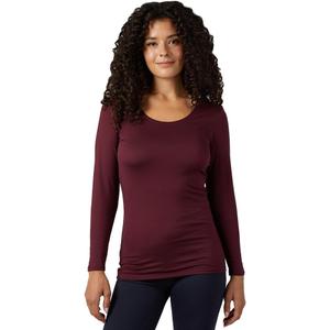 32 Degrees Heat Womens Lightweight Baselayer Scoop Top  Thermal Long Sleeve Shirt for Cold Weather (X-Small, Maroon Banner)