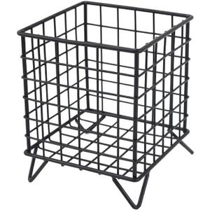Wire Storage Basket, Desktop Mini Metal Wire Storage Organizer Metal Baskets for Shelves Decorative Bins Countertop Organizer for Laundry, Garage, Refridge Black