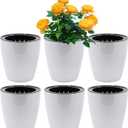 SAND MINE Self Watering Planter White Flower Pot (6, XL)