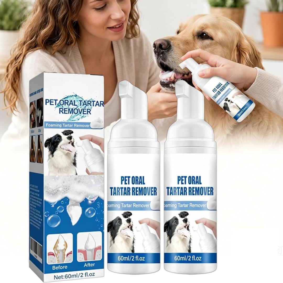 2 x 2PCS Pet Oral Tartar Remover Spray,Pets Oral Tartars Removers Foaming Tartars,Natural Plant Formula, No Brushing Daily Dental Cleaning Supplies, Support Healthy Gums, for Dogs Cats