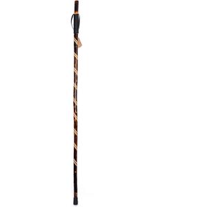 FOREST PILOT Handcrafted Nature Wood Hiking Stick 55 Inches Long - with Hand Strap and Rubber Tip Cover - Transparent Waterproof Painting Coating
