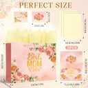 5 x GLURUITE 13" Mothers Day Gift Bag with Card and Tissue Paper Gold Foil Happy Mother's Day & Floral Design for Moms Grandmas Wife