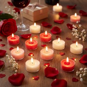 Honoson 12 Pack Valentine's Day Tea Lights Candles Tea Light Natural Wax Scented 6 Scents Conversation Candle for Spring Easter Wedding Engagement Gift Anniversary Summer Home Decor(White, Pink, Red)