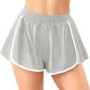 YEOREO Flowy Gym Workout Shorts with Pockets for Women 2 in 1 Athletic Running Yoga Mini Skorts Skylari Summer Tennis Shorts (Gray, L)