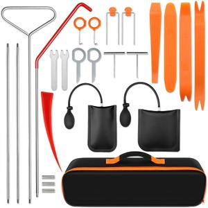 Car Tool Kit - Emergency Essential Automotive Tool Kit with Hook & Air Pump, Portable Case for Emergency Repairs (27pcs)