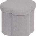 B FSOBEIIALEO Storage Ottoman Cube, Flowers Shaped Ottomans with Storage Foot Stool Footrest, Boucle Ottoman Seat for Dorm Room, Faux Teddy Fur, Grey 15"x15"x15"