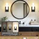 Emak Black Sconces Set of 2, Modern Wall Lights with Milk Glass Shade, Farmhouse Vanity Lights for Bathroom, Living Room, Bedroom, Gallery, WS086-BK-ML-2PK, 12 inch