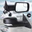 Right Passenger Side Mirror Compatible With 2019-2026 Ram 1500 With Power Folding Power Glass Heated Turn Signal Puddle Light Matte Black Replace#68276500AH (8+2Pins)