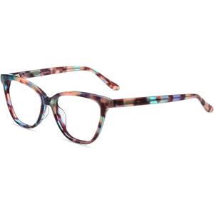 Firmoo Blue Light Blocking Glasses for Computer Reading Womens Cat Eye Acetate Frame Spring Hinge 0.0x Pattern