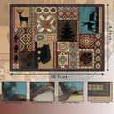 8x10 Washable Area Rugs for Living Room, Soft Lodge Bear Rugs for Bedroom Dining Room, Non Slip Low Pile Vintage Rug Indoor Large Carpets for Home Office Decor