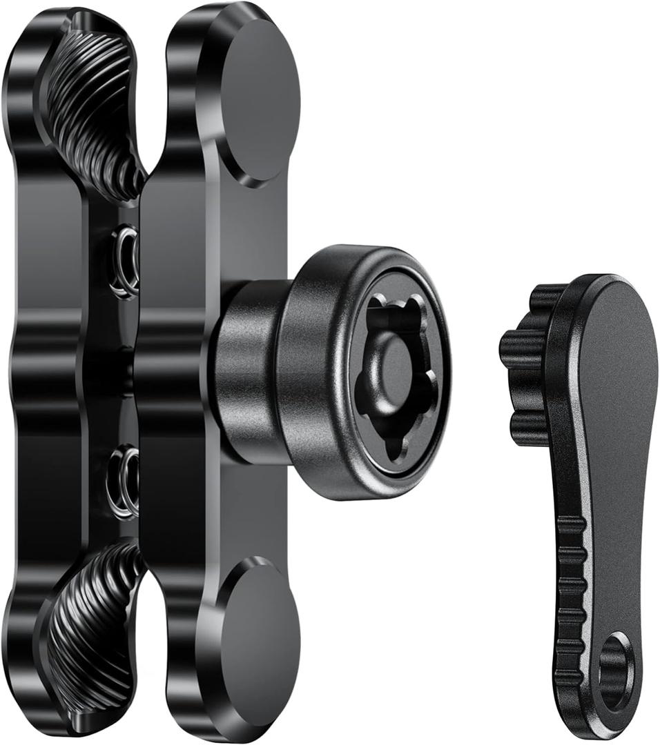 BRCOVAN Anti-Theft Aluminum Alloy Double Socket Arm Compatible with RAM Mounts B Size 1'' Ball Mounting Base & Bike Motorcycle Phone Holder 1 Inch Ball Joint, Medium Arm