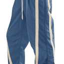 Fisoew Women's Baggy Wide Leg Pants Casual Drawstring Elastic Waisted Contrast Color Workout Y2K Track Pants (Blue, L)