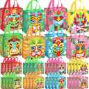 Riakrum 32 Pcs Gift Bag with Handles Reusable Tote Bags Non Woven Gift Bags Bulk Treat Bag for Kids Classroom Gifts Exchange Party Favor, 8.7 x 9.2 x 4.3 Inch