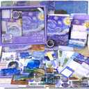Funto Scrapbooking Kit(116 PCS), Oil Painting Series-The Starry Night, Perfect for Bullet Scrapbooking Materials, Planner DIY Arts Craft Collage