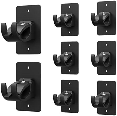 6 Pieces Self Adhesive Curtain Rod Bracket, Universal Plastic Curtain Rod Holders, No Drill Curtain Rod Brackets Curtain Rod Hooks for Bathroom, Bedroom, Livingroom, Kitchen (Black)