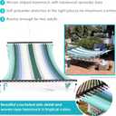 Sunnydaze Woven Double Hammock for Outside with Crocheted Edges and Spreader Bars - 600-Pound Weight Capacity Outdoor Hammock for Trees - Lagoon Stripes