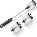 Water Bottle Cleaning Scrubbing Brush with 2 Replaceable Heads, Compatible with Sport Bottles, Tumblers, Mugs, Wine Decanters, Glassware, Flat, 1 Pack (15 in)