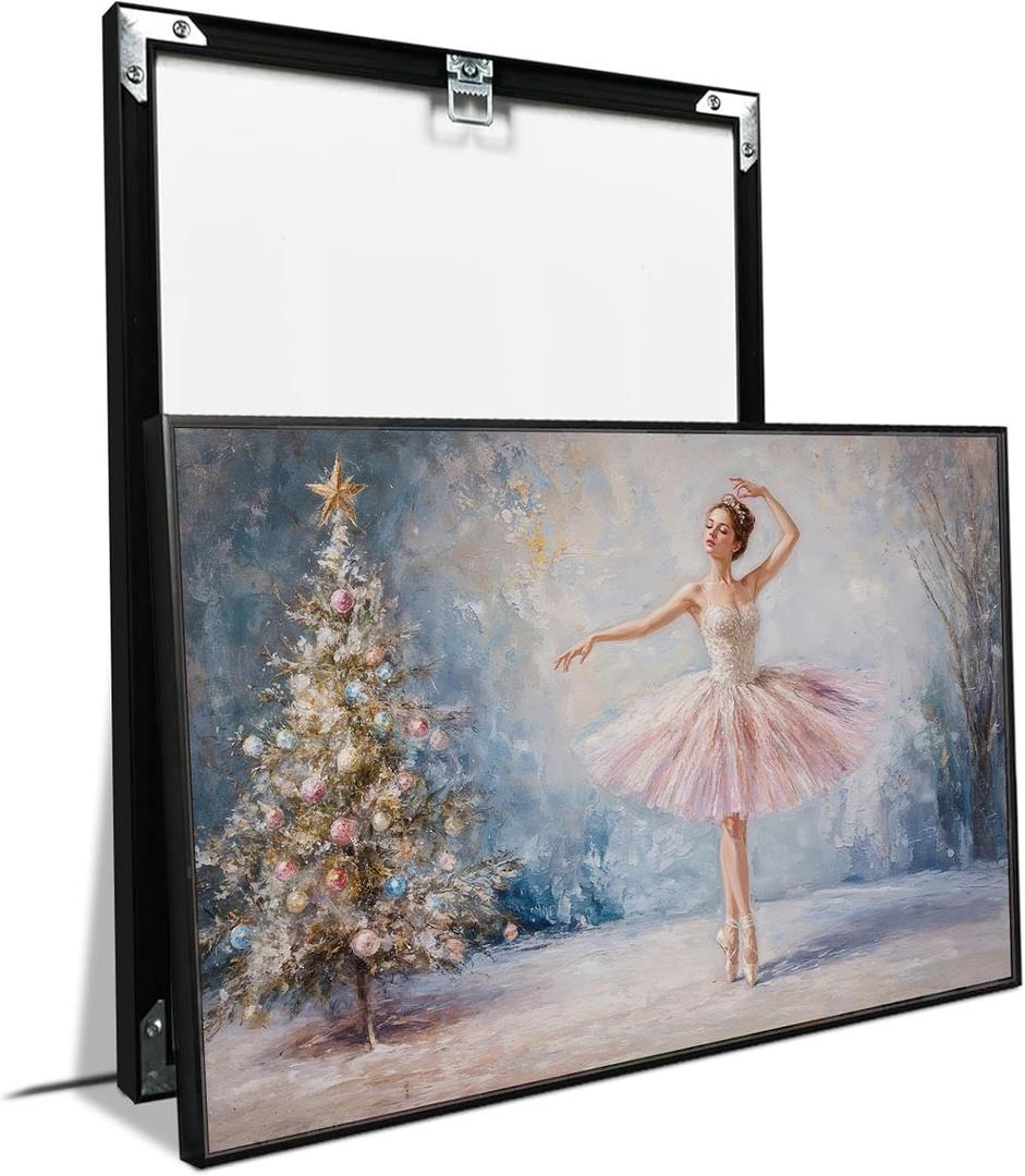 XWNLTEPK Snowy Ballet Christmas Tree Canvas Print Poster Wall Art Wall Decor Winter Atmosphere Poster Suitable for Living Room Bedroom Farmhouse Home Decor Christmas Snow Pine Tree (8x12in Black Framed, A06)