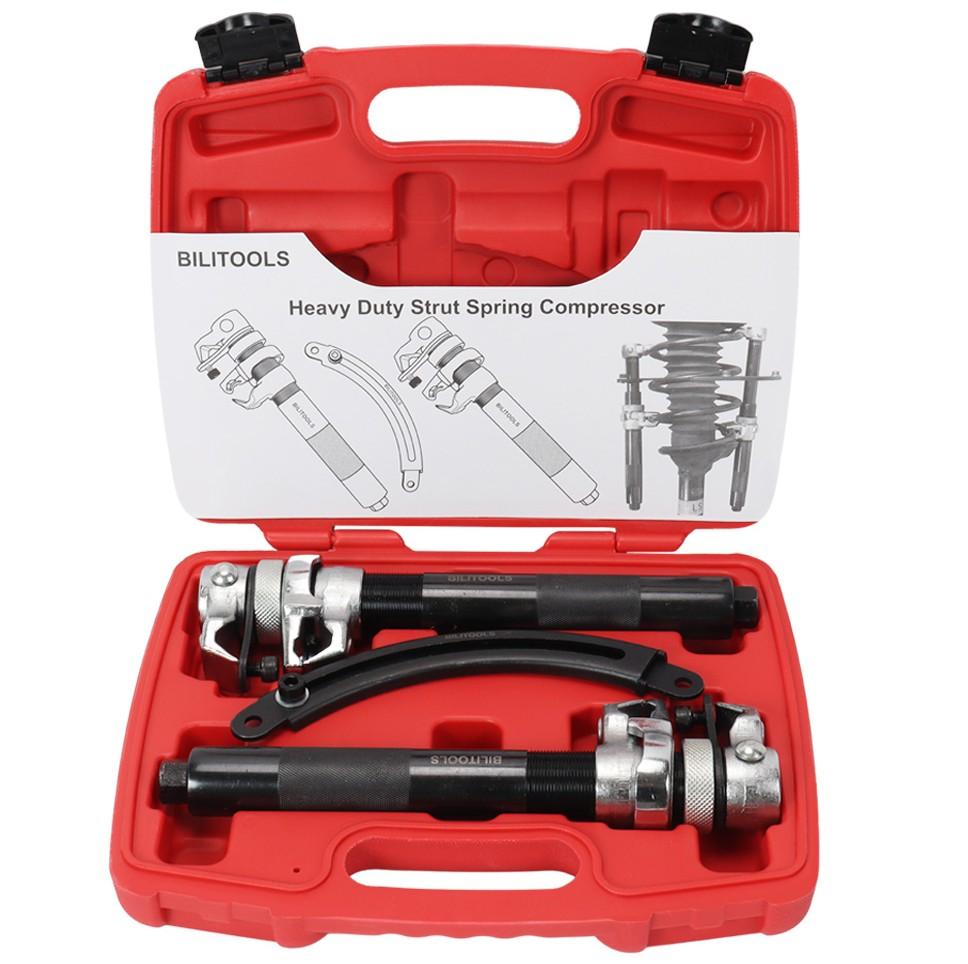 BILITOOLS 2-Piece Coil Spring Compressor Tool Heavy Duty Macpherson Strut Spring Compression Set with Safety Jaws and Holder, Max Load.2645LB