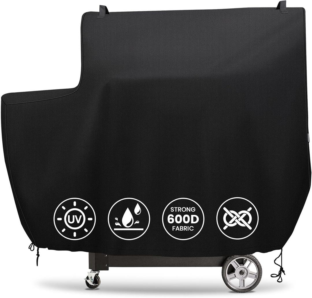 QuliMetal Smoker Cover for Masterbuilt Gravity Series 560, 800, 600, 900, Digital Charcoal Grill Cover, Compatible with MB20080220 & MB20040221, 600D Waterproof Material, Black