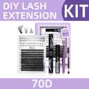 B&Qaugen Eyelash Extension Kit with Bottom Lash Extension 10-18mm 70D D Curl Lash Clusters Kit with Bottom Lashes DIY Lash Extension Kit Bond and Seal Lash Applicator (Kit-70D-D-MIX10-18)