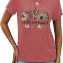 Easter Shirts for Women Christian Sunday Church Tees Funny Religious Faith T-Shirts Cute Bunny Graphic Short Sleeve Tops (Large, Red1)