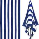 HENBAY Large Oversized Beach Towel - 35 x 70 Inch Microfiber Pool Towel, Navy Striped Quick Dry Cabana Swim Towel