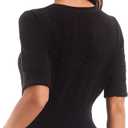Women's Cotton Cropped Cardigan, Soft Short Sleeve V-Neck Casual Lightweight Cover Up Knit Sweater for Dresses (Black, XXXL)