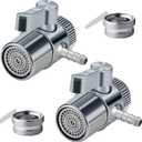 2 PACK Countertop Water Filter Diverter Valve with Barb Connector, Faucet Diverter Adapter for 6mm, Tubing or Hose, Compatible with Standard Kitchen Faucets(6mm Barb)
