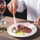 WDF 180 Pieces Pink Plastic Silverware with Gold -Pink Plastic Utensils Set - 60 Guest Cutlery Disposable for Birthday Party Baby Shower Wedding Spring