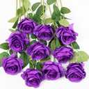 10pcs Purple Silk Roses Artificial Rose Flowers Long Stem for DIY Wedding Bouquet Table Centerpiece Home Dcor