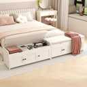 HOMEFORT 41.3" Shoe Bench with Lift Top Storage, Entryway Bench with Cushioned Seat, Wooden End of Bed Bench, Shoe Cabinet Bench with Hidden Storage Space, for Bedroom, Hallway,White