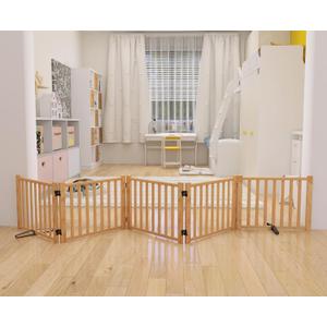 YOCAN Paint-Free Wooden Freestanding Dog Gates for The House,Doorways, Stairs,Wood Dog Fences Indoor Pet Gate,Step Over Fence, 5 Panel H:16.9''