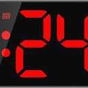 Large LED Digital Wall Clock with Date, Temperature, Auto-Brightness, Auto-DST | Big Digital Clock for Bedroom, Desk, Classroom, Living Room, Kitchen, Office, Gym, Farmhouse, Xmas Gift for Seniors (Red)