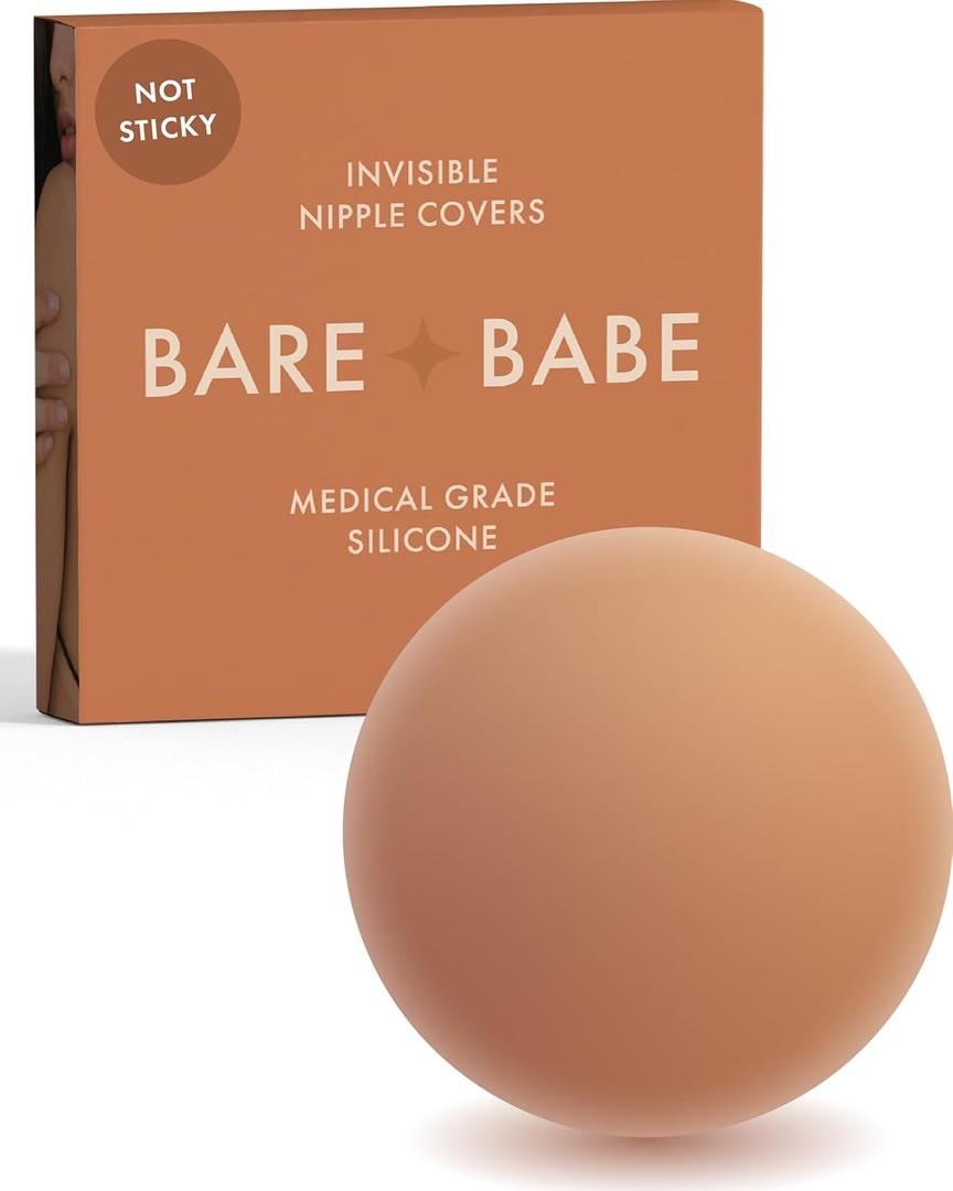 Grippy Not Sticky Nipple Covers - Cakes Reusable Non Adhesive Nipple Pasties for Women - Silicone Bra Inserts (X-Large (Fits DDD-F), Caramel)