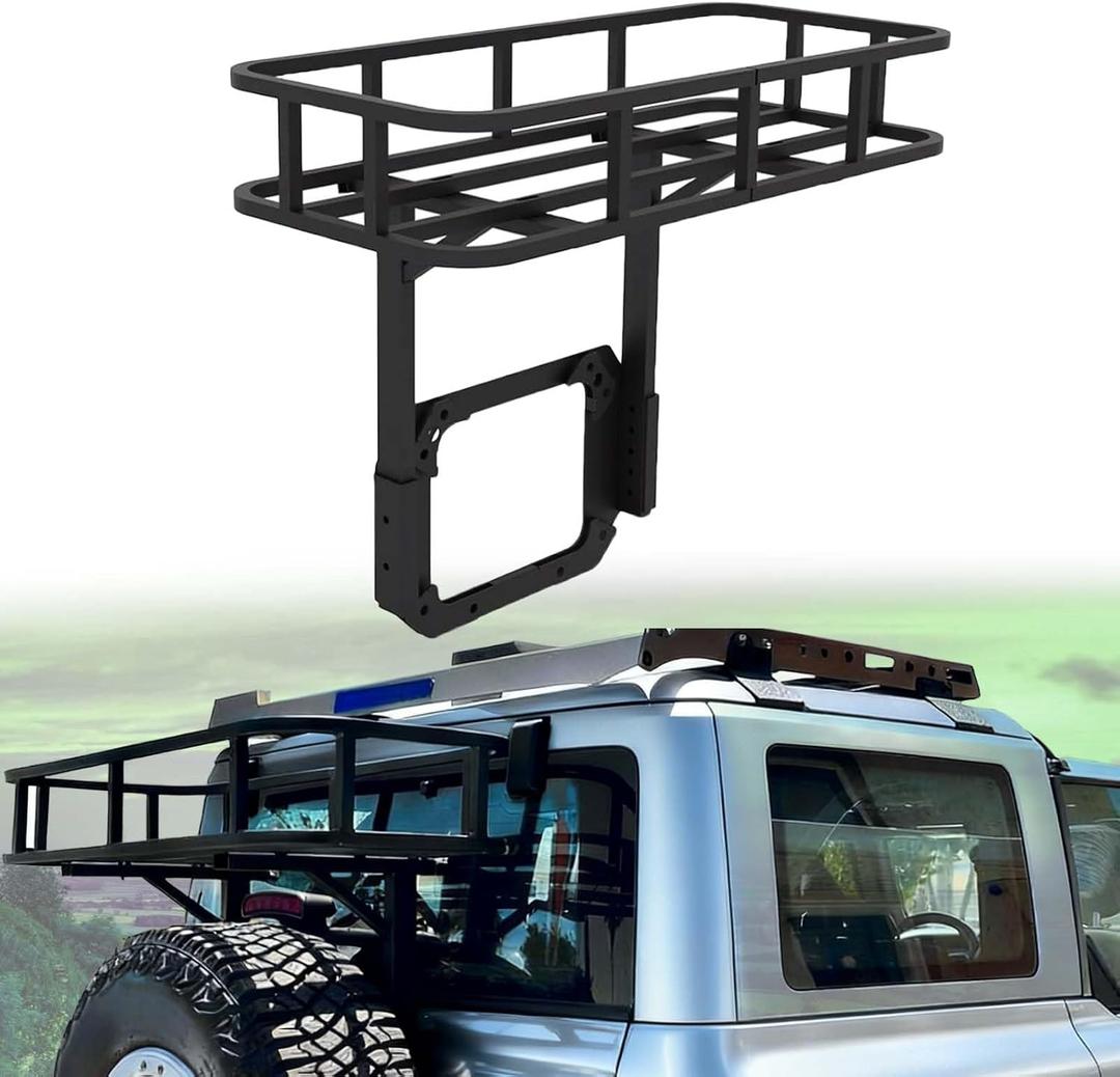 Rear Cargo Basket on OE Tailgate, Luggage Storage Carrier Spare Tire Cargo Rack Compatible with 2021 2022 2023 2024 2025 Ford Bronco (2/4 Doors, Bolt-On)- Not for Bronco Sport