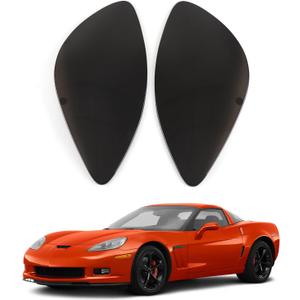 Headlight Cover Compatible with Chevy Corvette C6 2005-2013 Accessories, Blackout Headlamp Guard Cover Bezels, Front Foglight Shell Shade, Smoked Front Headlights Protection Cover, ABS