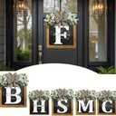 16 Inch Last Name Year-Round Front Door Wreath with Family Surname Welcome Logo for Front Door Outside Wall Window Festival Porch Farmhouse Patio Garden Decor-F