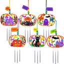 Winlyn 24 Sets Halloween Crafts Fall Pumpkin Crafts DIY Unfinished Paintable Wooden Pumpkin Wind Chimes Ornaments Craft Kits for Kids Classroom Activities Art Project Halloween Decoration Party Favors