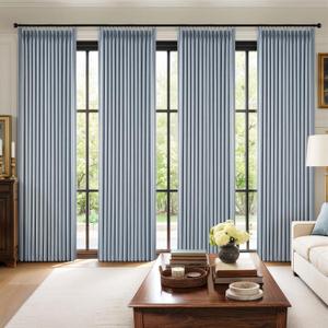 MIULEE Pinch Pleated 100% Blackout Curtains 96 Inch Long 4 Panel Set for Bedroom Thick Linen Memory Trained Pleat Living Room Darkening Back Tab Double Layer Thermal Insulated Drapes, Chambray Blue, 40"W x 96"L