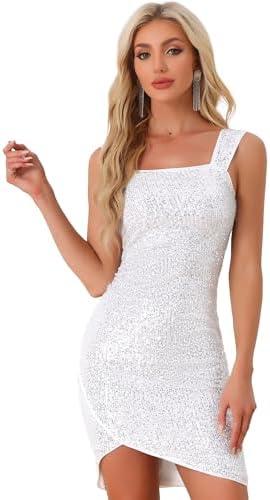 Allegra K Sequin Dress for Women's Sleeveless Mini Sparkly Party Dresses, Medium