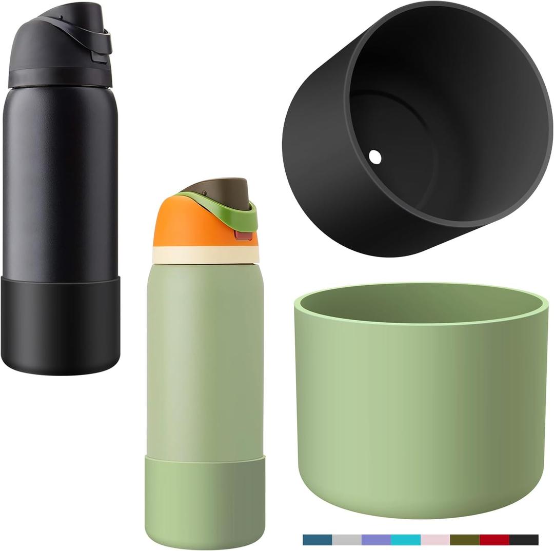 3 x yoelike 2PCS 2 Colors Silicone Water Bottle Boot for Owala, Anti-Slip Protective Sleeve for FreeSip/Twist/Flip, Watter Bottle Accessories, Bottom Bumper Cover, Dishwasher Safe, BPA Free (black+Mint)