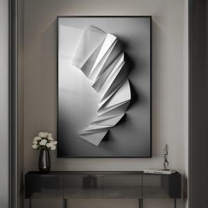 Large Framed Black White Gray Geometric Abstract Wall Art, 1 Piece 24x36 In