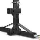 Black Heavy-Duty 3 Point Hitch Receiver with Dual 2 Receiver, 3 Point Trailer Hitch 2 Receiver Quick Hitch Fits Standard, 5th Wheel & Gooseneck Trailers  Compatible with Subcompact & Farm Equipment