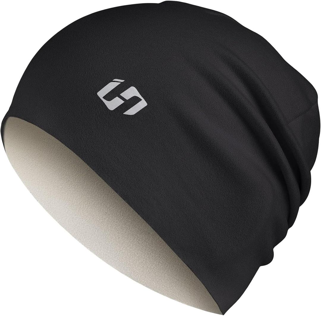 Thermal Running Hat - Men's Women Skull Cap Cycling Cap Under Helmet (Black)
