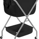 STORAGE MANIAC Collapsible Laundry Cart with Wheels 35.6"H Removable Canvas Bag Rolling Laundry Hamper Clothes Basket with Wheels, Sturdy Steel Frame Folding for Small Narrow Space Easy Storage, Black