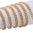 KAOYOO 2 Rows 2 Yards Crystal Rhinestone Chain Trim for Sewing Craft,DIY Decoration,4.0mm/0.16" (Golden)